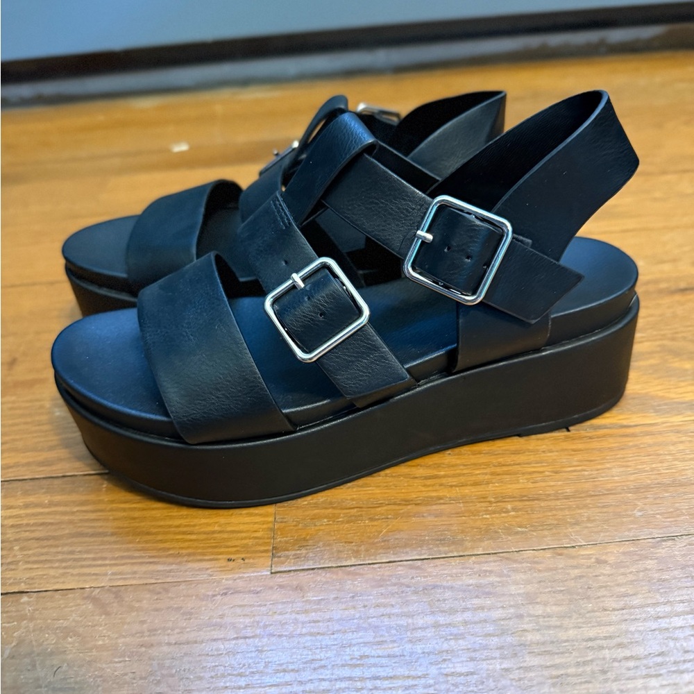Women's SODA Black Platform Sandals